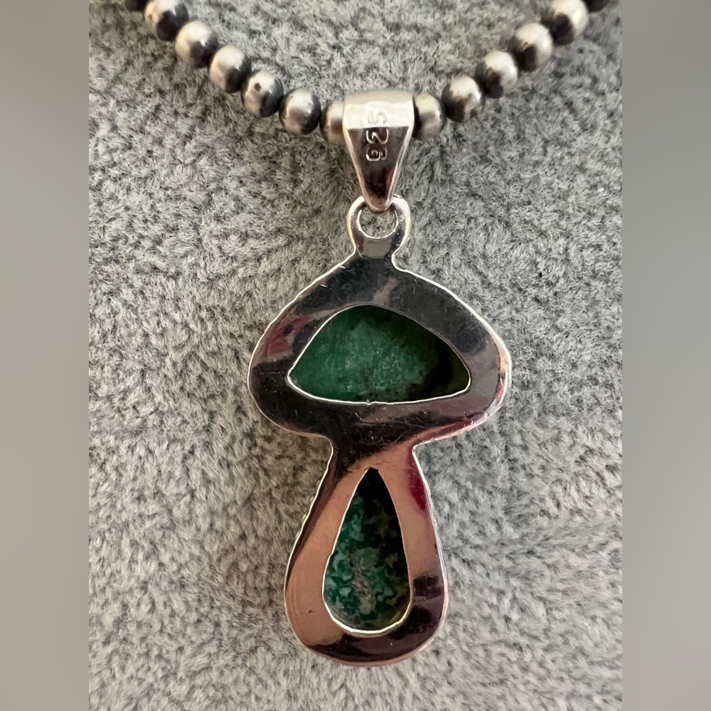 ❤️ White Water Turquoise Sterling Navajo 2 Stone Pendant 1.69” L - 6.2 Gram - Picture 6 of 12